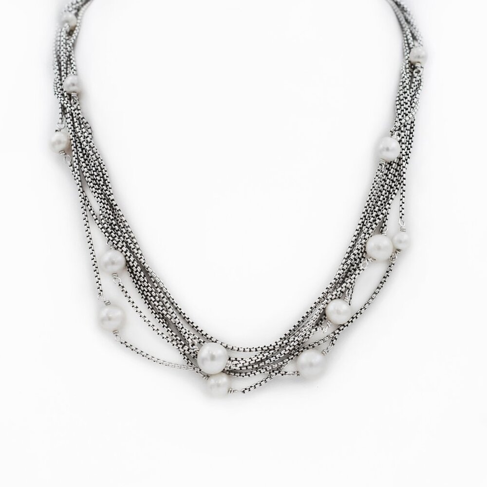 David Yurman Silver 925 Multi-Strand Pearl Necklace